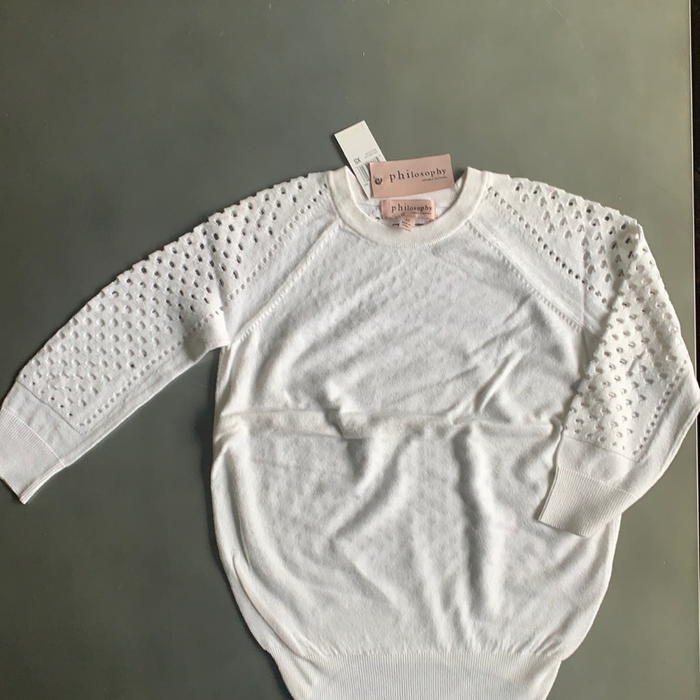 NWT Light weight white Philosophy sweater size xs
